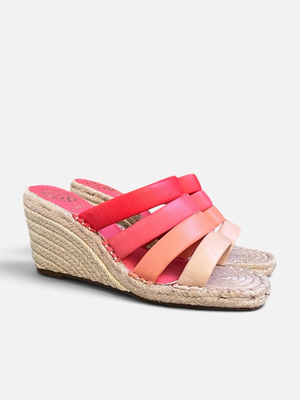 Vince Camuto Molisana Leather Espadrille Wedge in Tiger Lily Ombre Sz 6.5 NEW